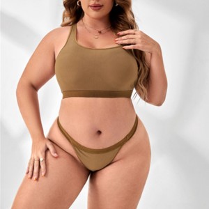 Seamless komfortable Frauen Dessous Set Panel BHs sexy Tanga Unterwäsche Set