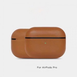 Airpods Pro Ledertasche, echtes Retro-Ölwachs-Verrückterpferd Ledertasche, vollständig handgefertigt, vorne LED sichtbar, (dunkelbraun)