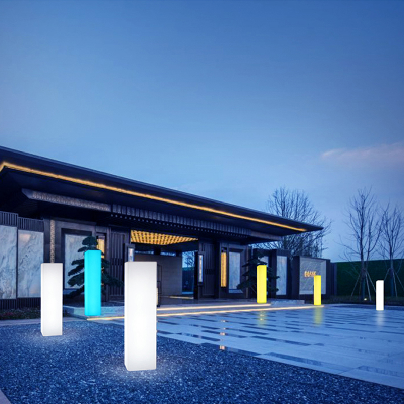 Outdoor wasserdichte Gartenlicht Festival Party Event Hochzeit LED Dekorative Stehlampen Regenbogenfarbe Square Säule Licht Licht