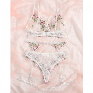 Mesh florale Stickgurt Strumpfband Dessous Set