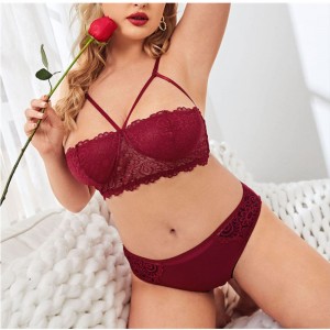 Bequemes Blumenspitzenkabelbaum 2 Stück Dessous Set sexy Unterwäsche Set