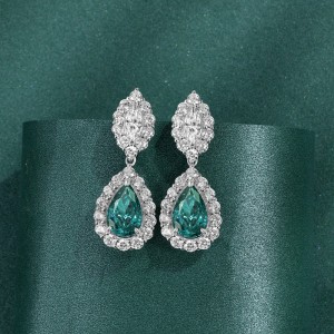 Synthetische Paraiba -Eis schnitten hohe Carbon -Diamantstiftohrringe