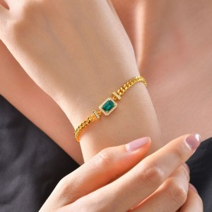 2022 NEU 1CT Kultivierter Emerald 5*7 kubanisches Armband Europäischer und amerikanischer Retro -Schmuck