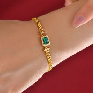 2022 NEU 1CT Kultivierter Emerald 5*7 kubanisches Armband Europäischer und amerikanischer Retro -Schmuck