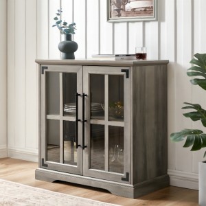 Küche Dining Wohnzimmer Sideboard Buffet Aufbewahrungsschrank, 32 Zoll, 2 Türen Doppelregal, zeitgemäßer Stil