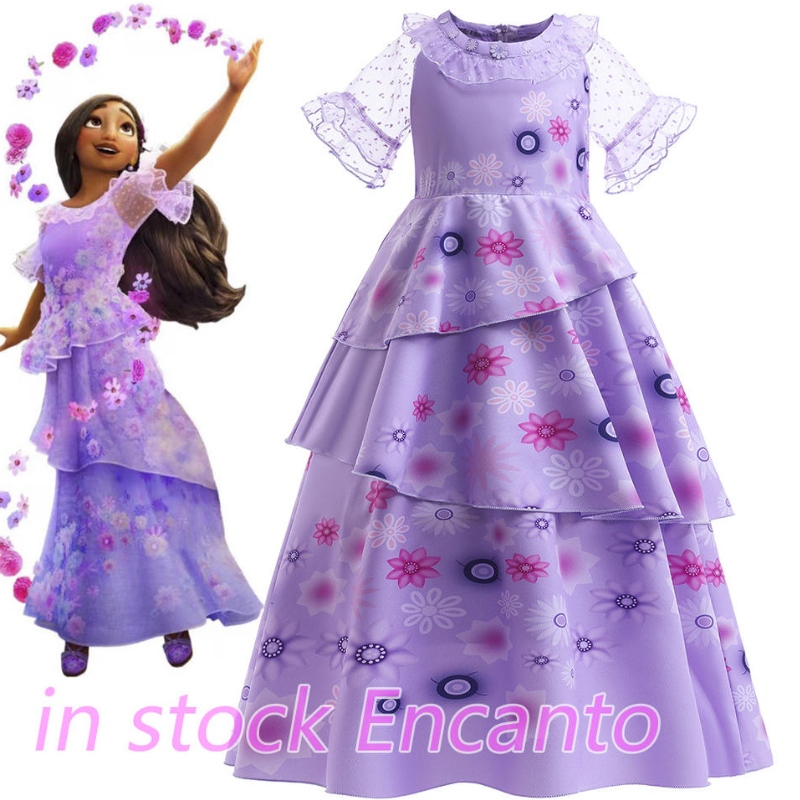 Carnival Encanto Isabella TV Movie Cosplay Girls Kurzarm Blume Rüschen Prinzessin Party Kleider Kleid Kostüme