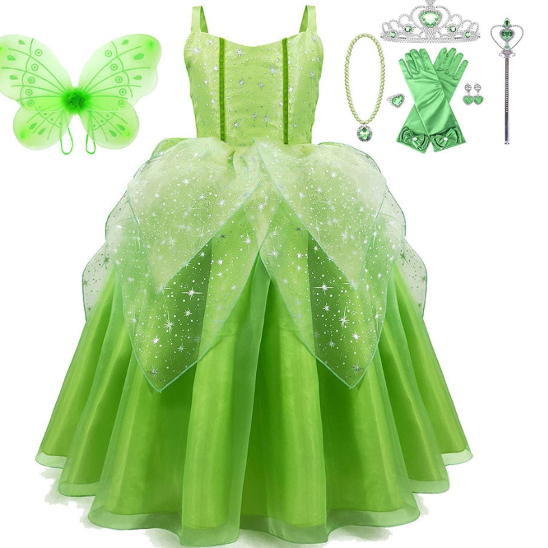 Mädchen Blume Fee Tinker Bell Dress up Kinder Prinzessin Mädchen Cosplay mit Wings Halloween Kostümpartykleid