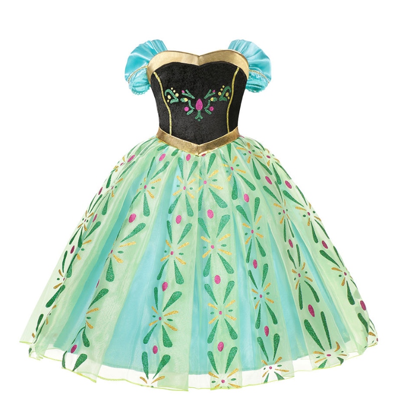 Anna Prinzessin Kleid für Mädchen Klassiker Blumen kurzes Mesh Prom Kleid Kinder Halloween Cosplay Snow Queen Party Kostüme