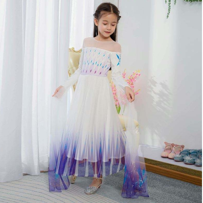 Baigeneue Design Mädchen Anna White Dress Cosplay Party Dress Up Prinzessin Elsa Film Kinder Kleidung