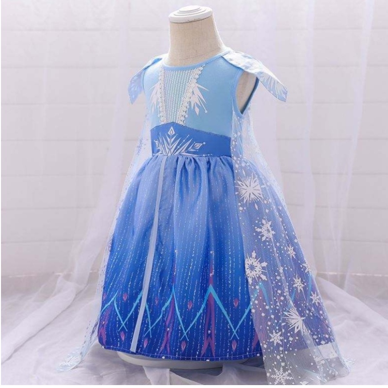 Baige Mädchen Sommerkleid Neugeborenes Baby Elsa 2 Blue Girl Party Kleid BX1730