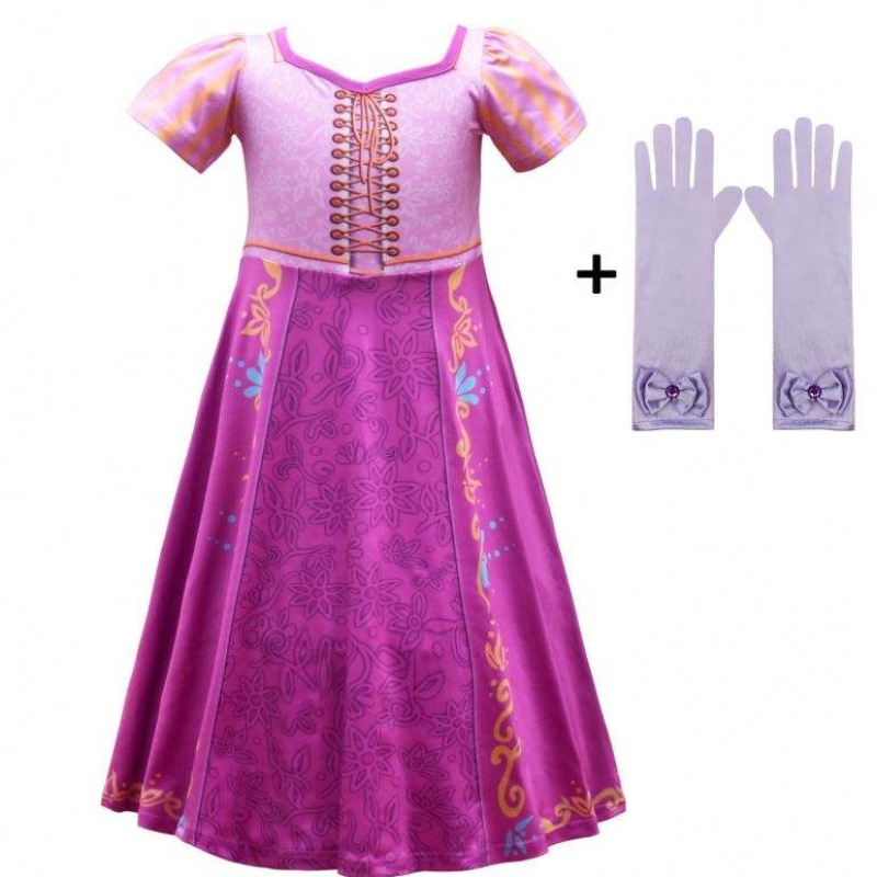 Neuer Stil Rapunzel Girls Langes Kleid Cosplay Kostüm Ice Prinzessin Cartoon Rock für Party 3753