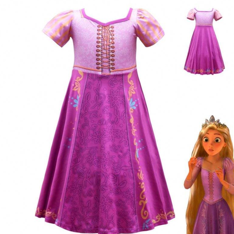 Neuer Stil Rapunzel Girls Langes Kleid Cosplay Kostüm Ice Prinzessin Cartoon Rock für Party 3753