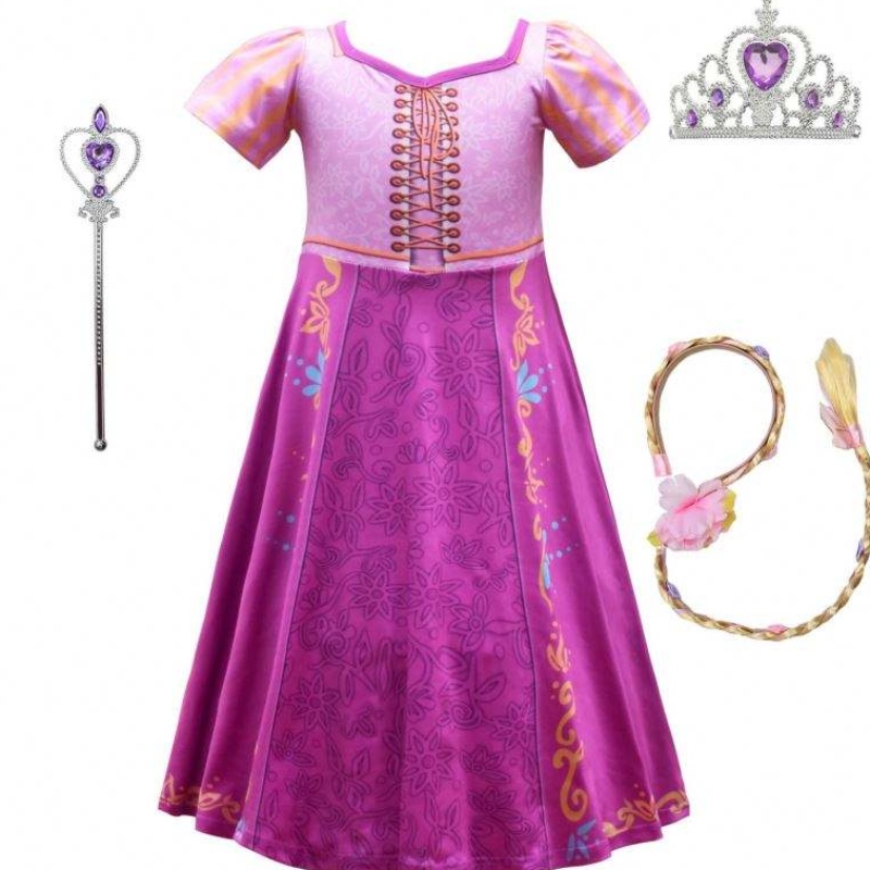 Neuer Stil Rapunzel Girls Langes Kleid Cosplay Kostüm Ice Prinzessin Cartoon Rock für Party 3753