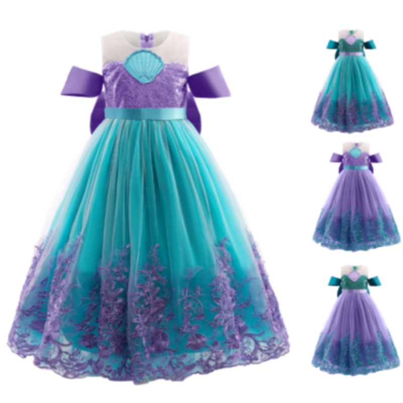 Meerjungfrau Prinzessin Girl Kleid Kinder Halloween Cosplay Kostüme Baby Girl Purple Kleid Kinder Geburtstagsfeier Kleidung Tutu Kleid