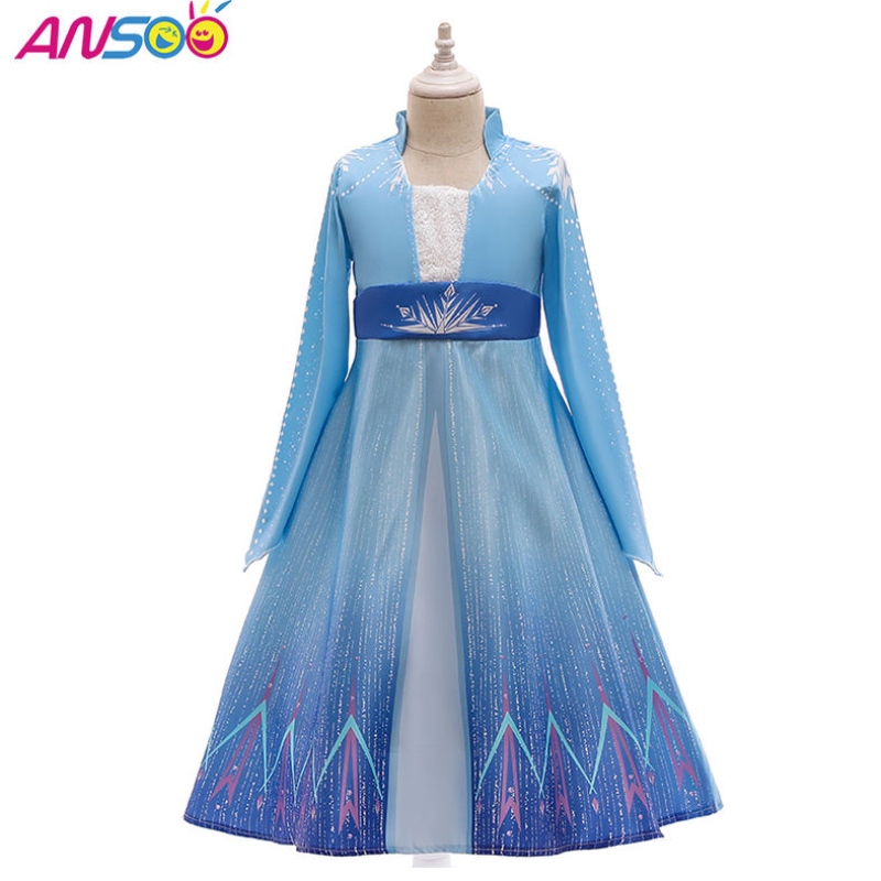 Ansoo Kinder Elsa Prinzessin Kleid Halloween Cosplay Fancy Party Dress Up Anna Elsa Kostüm für Mädchen