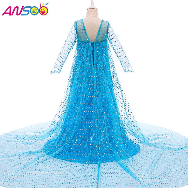 ANSOO Top -Selling -Tücher Fancy Princess Dress Up Long Tail 2022 Elsa Anna Kleid für Mädchen