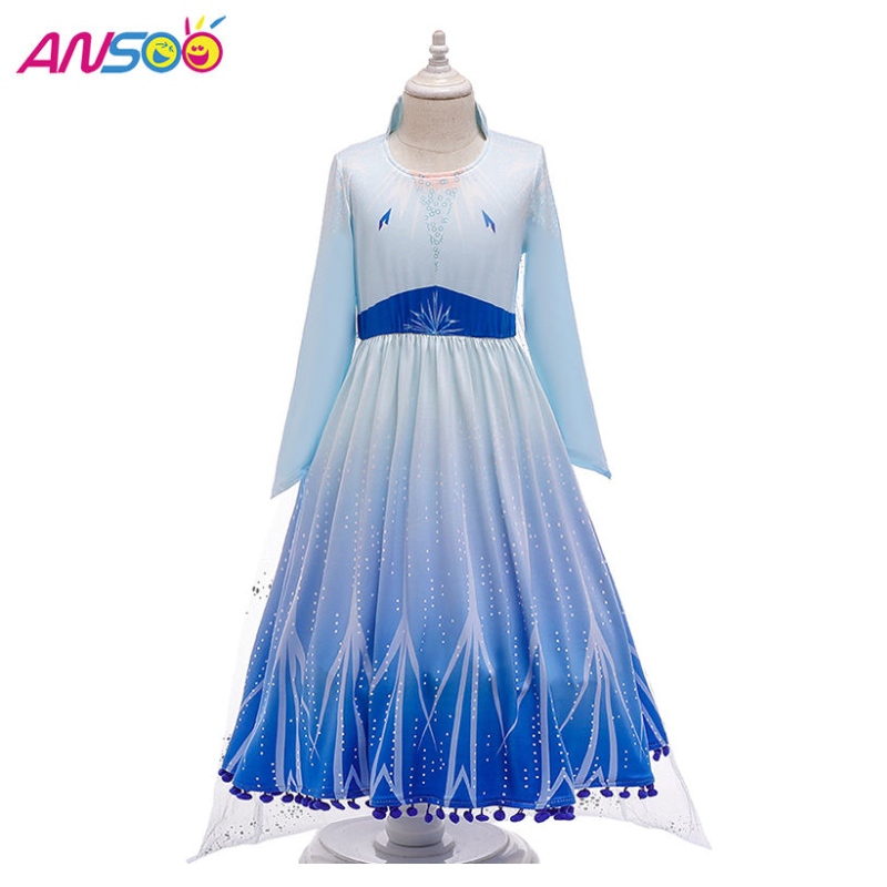 Ansoo Hot Sale Elsa Anna Cosplay Kostüm 3PCS Ein Set Girls Film Prinzessin Kleid für 2-13 Jahre alte Mädchen