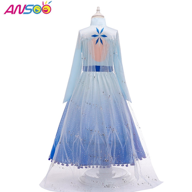 Ansoo Hot Sale Elsa Anna Cosplay Kostüm 3PCS Ein Set Girls Film Prinzessin Kleid für 2-13 Jahre alte Mädchen