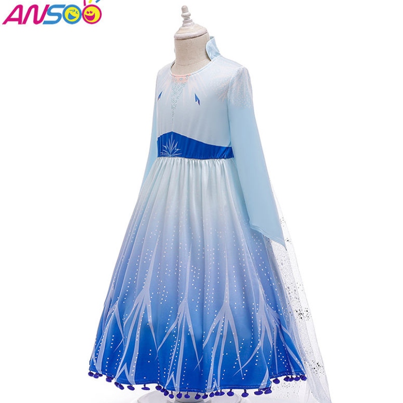 Ansoo Hot Sale Elsa Anna Cosplay Kostüm 3PCS Ein Set Girls Film Prinzessin Kleid für 2-13 Jahre alte Mädchen