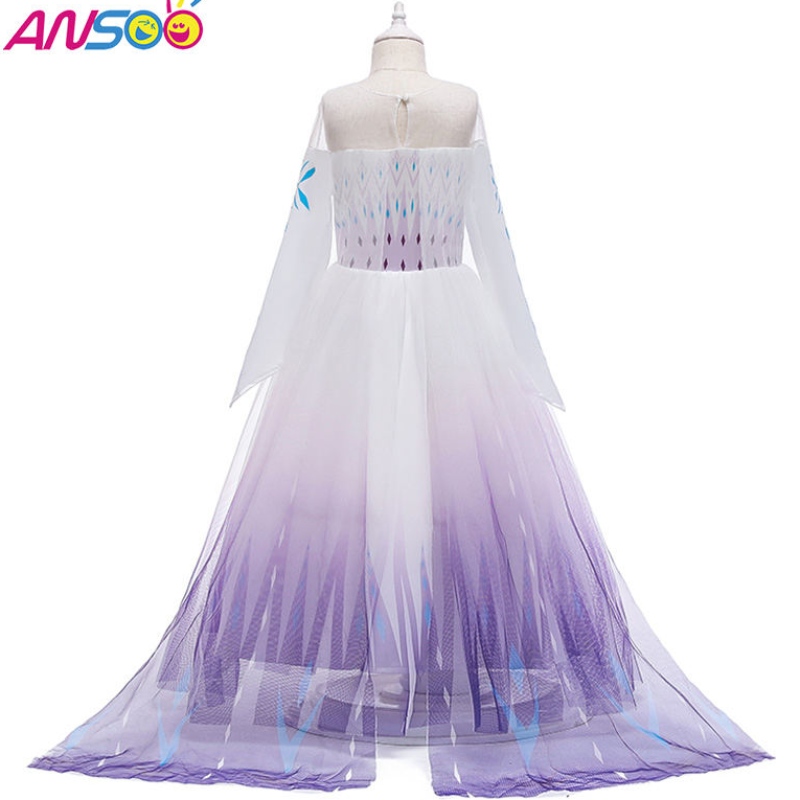 Ansoo Snow Queen 2 Cosplay Girls Kleid Sommer Casual Mesh Prinzessin Kleider Party Performance Kostüm 4-12 Jahre Kinder Elsa Kleider