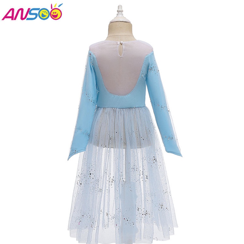 Ansoo Dress Up 2 Prinzessin Elsa Anna Fashion Kleid Kostüm Elsa 2 Film 2 Kleid für 2-13 Jahre alte Mädchen