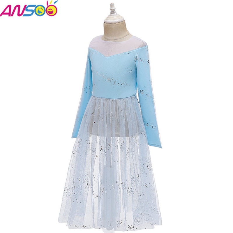 Ansoo Dress Up 2 Prinzessin Elsa Anna Fashion Kleid Kostüm Elsa 2 Film 2 Kleid für 2-13 Jahre alte Mädchen