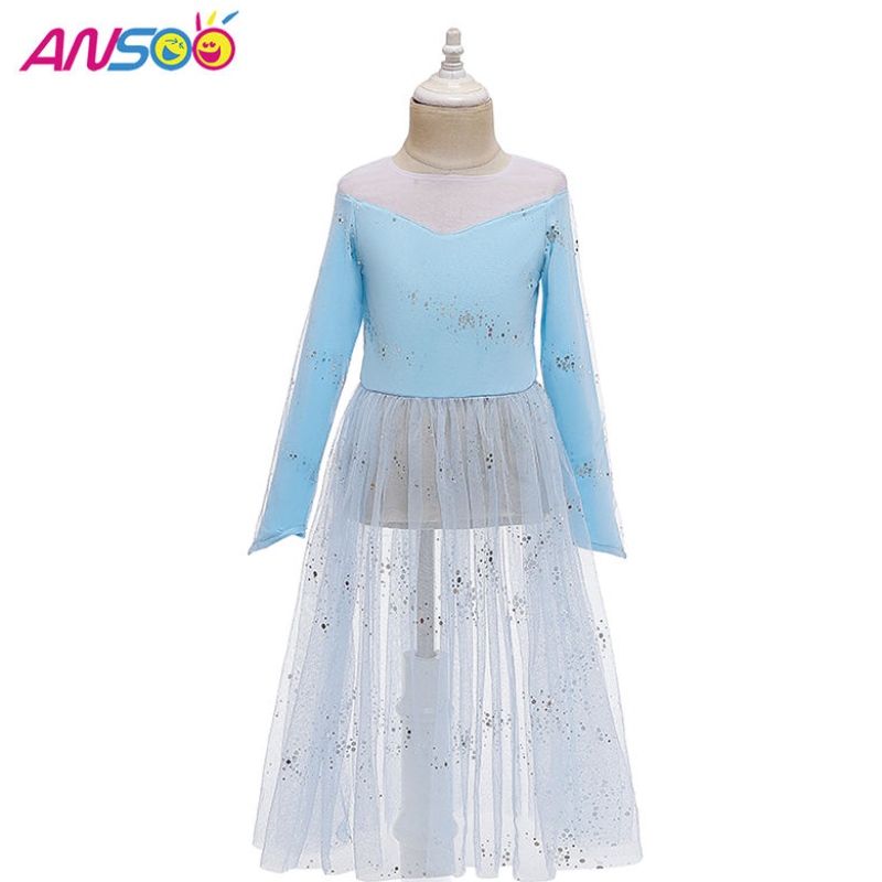 Ansoo Dress Up 2 Prinzessin Elsa Anna Fashion Kleid Kostüm Elsa 2 Film 2 Kleid für 2-13 Jahre alte Mädchen