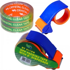 Super/Crystal Clear Adhäsive Packband mit Spender