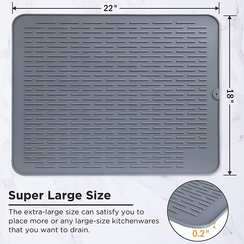 Schüssel Trocknungsmatte, große Schüssel-Abflussmatte für Küchentheke,nicht rutsches Silikonwaschmatte