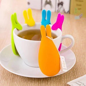 Kaninchenform Teebeutelhalter, Clip Tasse Tasse Teesieb Clips, Silikon -Tee -Infuser -Clips