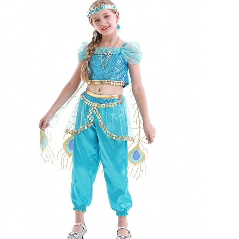 Anime Aladdin und die magische Lampe Aladdin Cosplay Kostüm Prinzessin Jasmin Bauchtänzer Kostüm für Mädchen HCAL-001