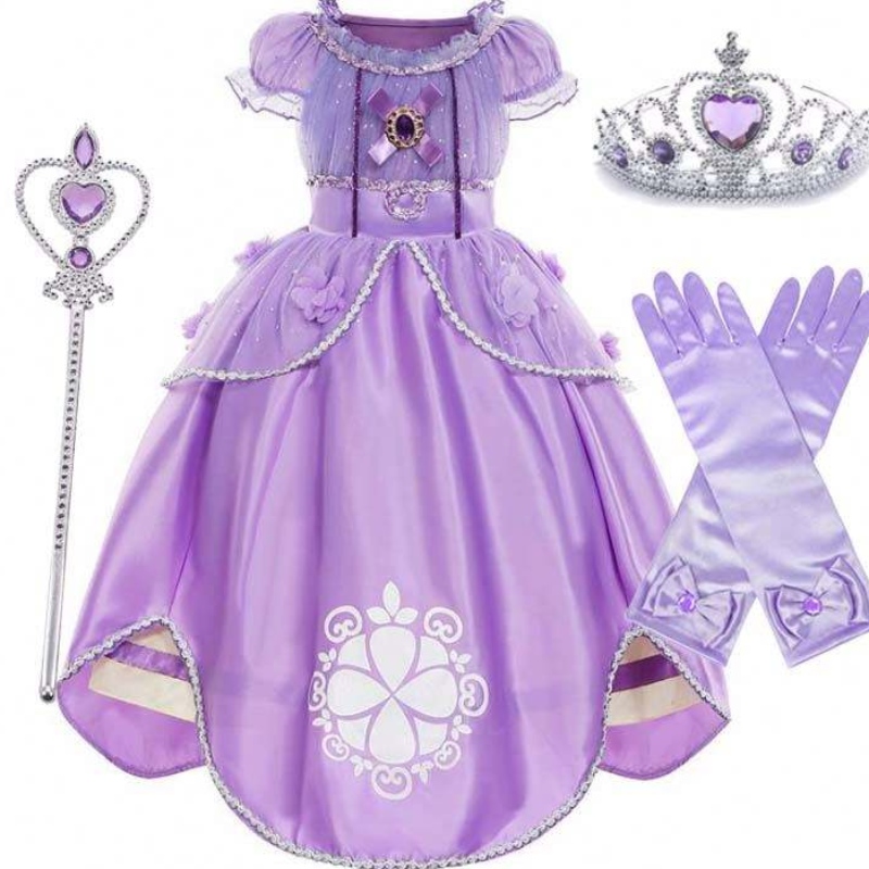 Halloween Party Dress Up Puffärmel Blumen Tüll Ballkleid Prinzessin Sofia Das erste Kleid für Baby Girls HCRS-00