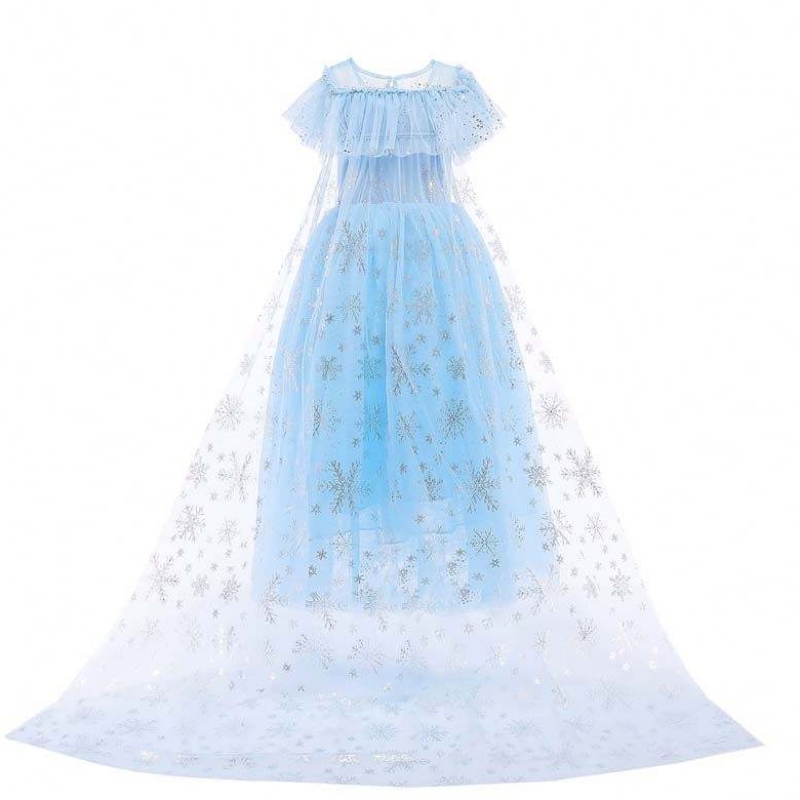 Top-Qualität kleine Mädchen Halloween Party Blue Elsa Prinzessin Kleid HCGD-018