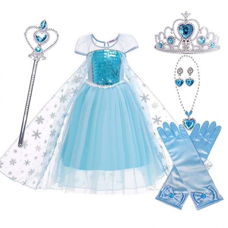 Prinzessin Kostüme Geburtstagsfeier Dress Up Little Girls Elsa Beadings Princess Kleid HCGD-044