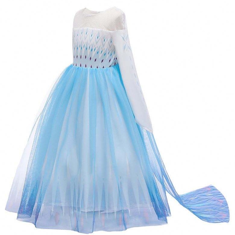 Halloween Carnival Birthday Party Cosplay-Outfit Ice 2 Langarm Elsa Kleid für Mädchen HCGD-009