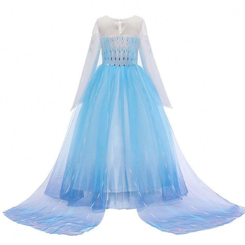 Halloween Carnival Birthday Party Cosplay-Outfit Ice 2 Langarm Elsa Kleid für Mädchen HCGD-009