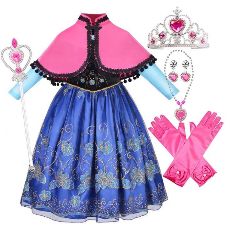 In Stock Child Cosplay-Kleidung Fantastische Prinzessin Anna Kostüm mit Accessoires mit Cloak HCGD-014