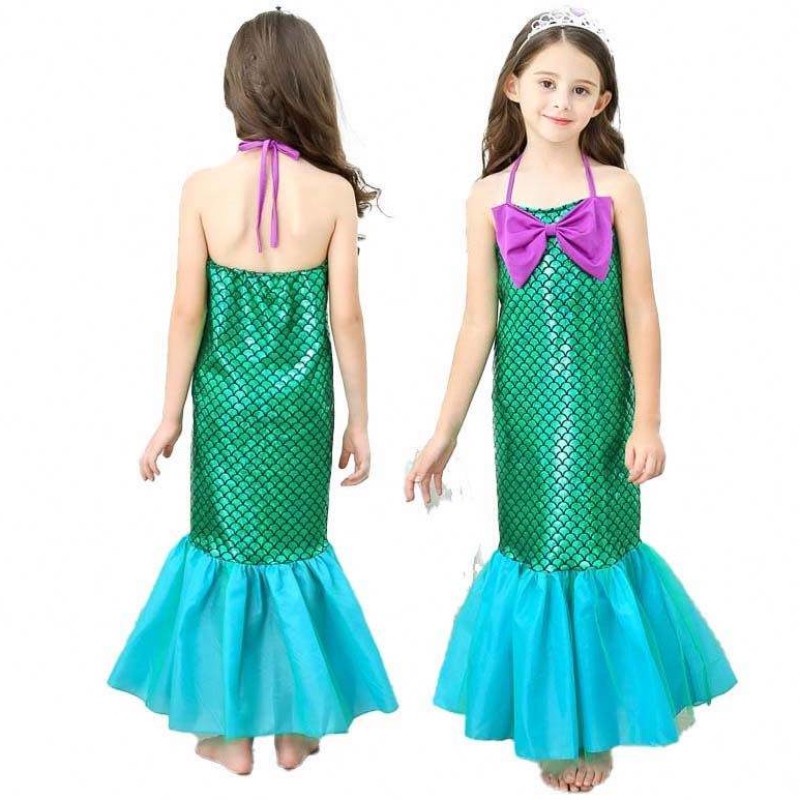 Dress Up Party Little Girls Mermaid Prinzessin Meerjungfrau Kostümmädchen mit Handschuhen Krone Zauberstab 3-10 Jahre DGHC-028