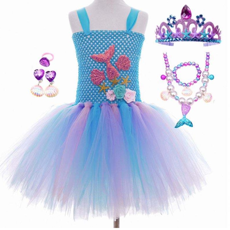 2022 Best Sell Kids Halloween Cosplay Kostüm Kleidung Tutu Little Meerjungfrau Kostüm HCMM-017