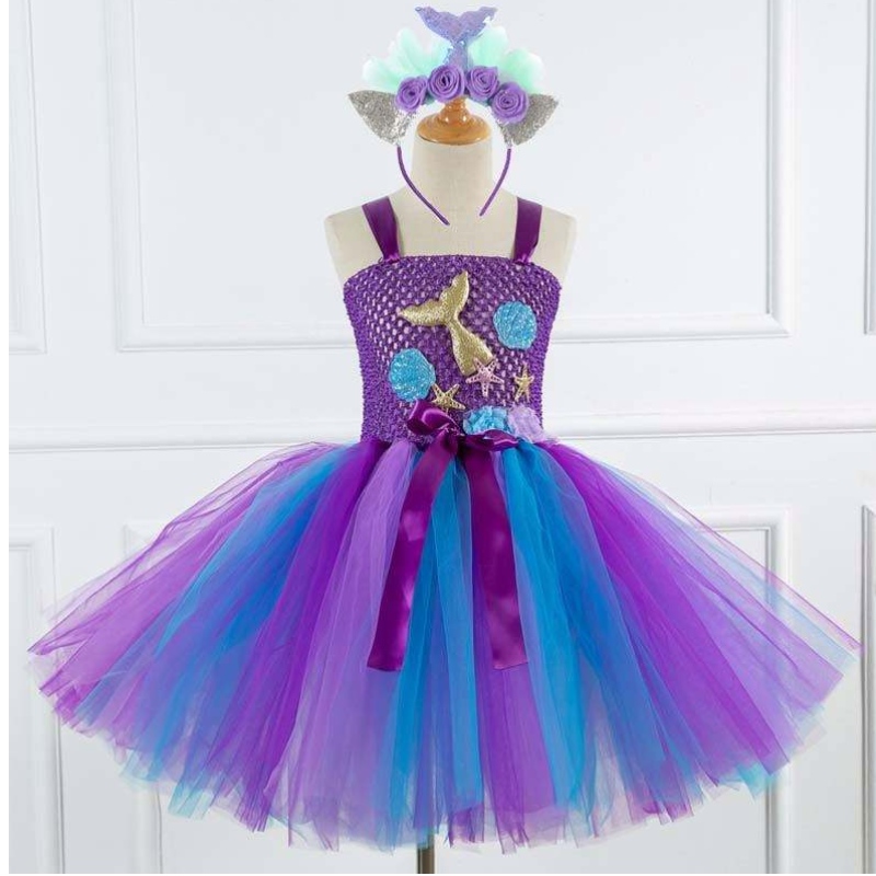 2022 Best Sell Kids Halloween Cosplay Kostüm Kleidung Tutu Little Meerjungfrau Kostüm HCMM-017