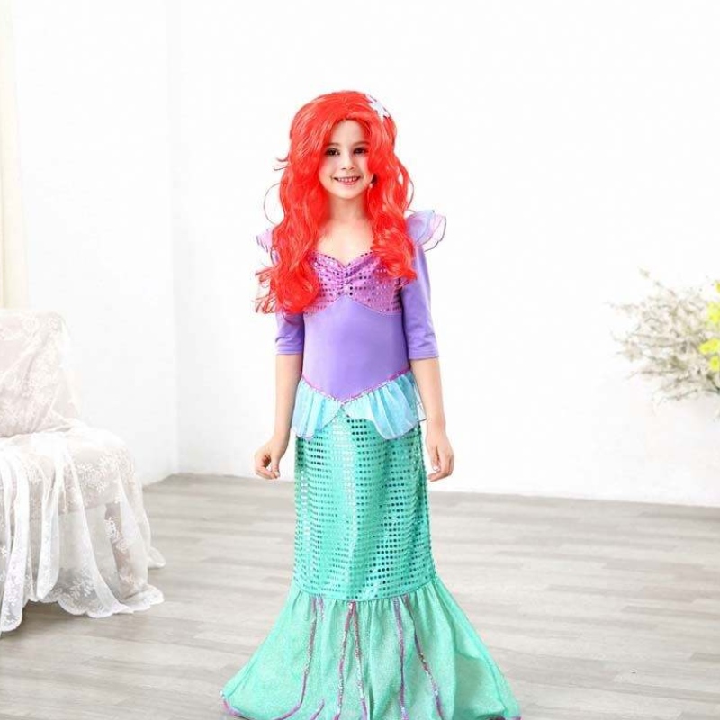 Geburtstagsfeier Weihnachten Dress Up 2-10 Jahre Kinder Prinzessin Cosplay Mädchen Ariel Mermaid Kostüm HCMM-001