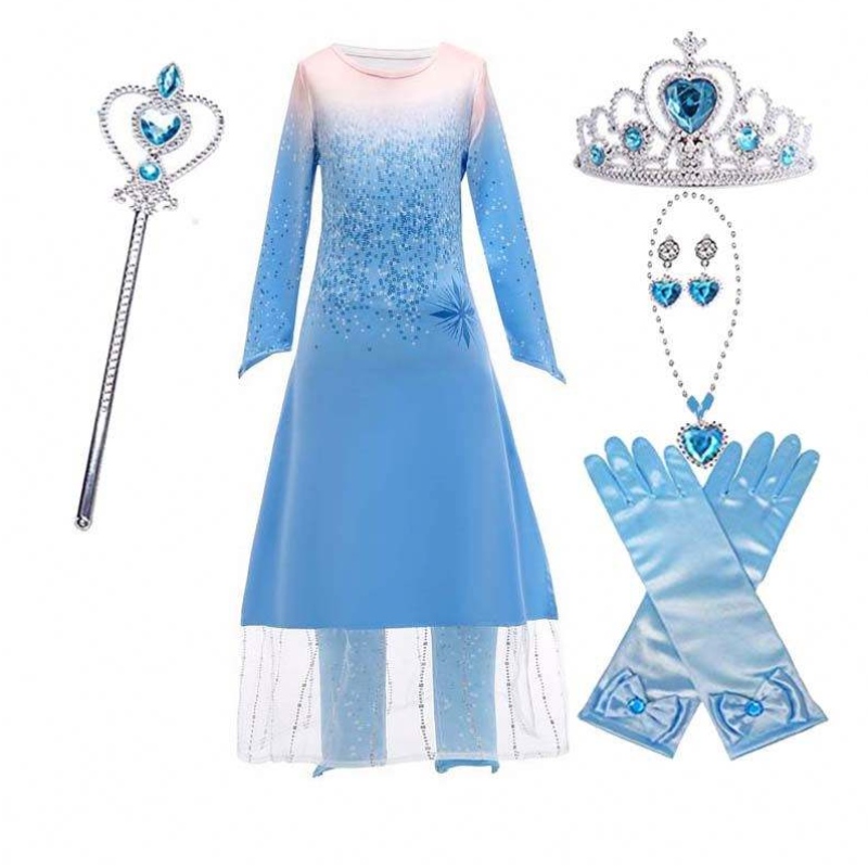 Kinder Girls Little Princess Fancy Dress up Cosplay Kostüm Elsa Krönungskleid Cosplay HCGD-020