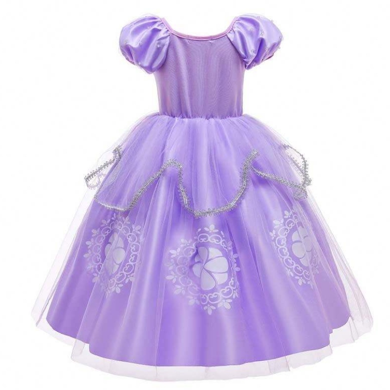 Fancy Party Purple Kids Puff Sleeve Prinzessin Sofia Halloween Kostüm mit Accessoires HCRS-005