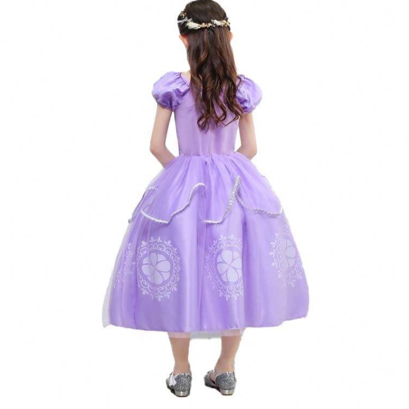 Fancy Party Purple Kids Puff Sleeve Prinzessin Sofia Halloween Kostüm mit Accessoires HCRS-005