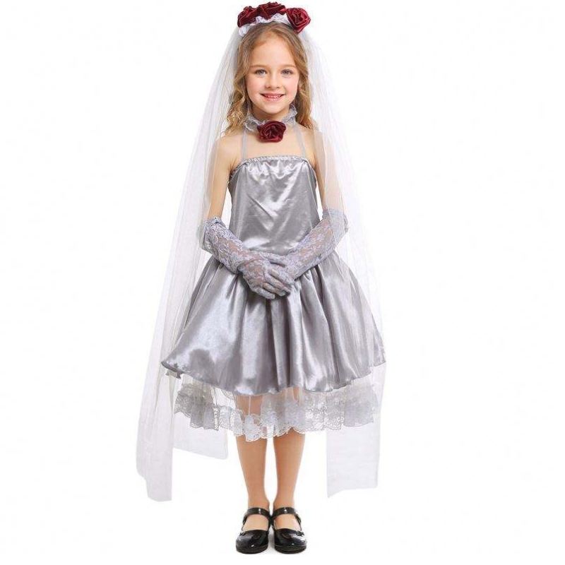 Halloween Cosplay-Kostüm Fancy Grey Girl Ghost Braut Kostüm Kleid HCVM-009