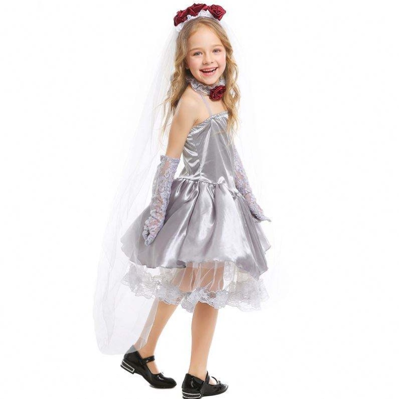 Halloween Cosplay-Kostüm Fancy Grey Girl Ghost Braut Kostüm Kleid HCVM-009