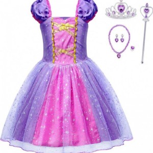 Hochwertige Rapunzel Prinzessin Kleid für Partyfilm Tangled Charaktere Cosplay Girls Birthday Party Kleid für 1-4 Jahre