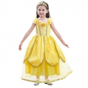 2022 Neuankömmlinge Little Kid Ball Kleid Halloween Party Cosplay Mädchen Prinzessin Belle Beauty Kostüm HCBL-004