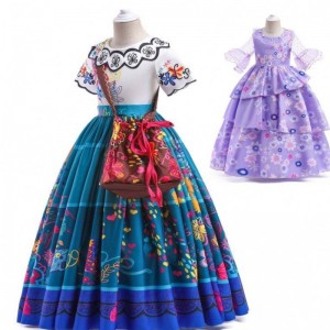 Factory Direct Supply New Carnival Kids Party Cosplay Kostüm Isabella Purple Encanto Kleid für Kinder HCIS-001