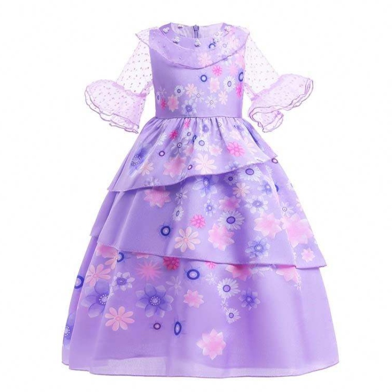 Factory Direct Supply New Carnival Kids Party Cosplay Kostüm Isabella Purple Encanto Kleid für Kinder HCIS-001